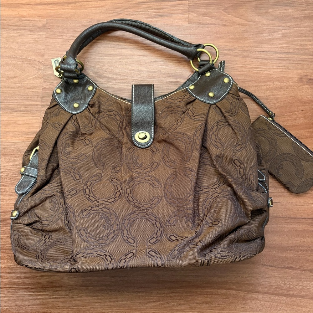 Brown Coach Pattern Satchel handbag